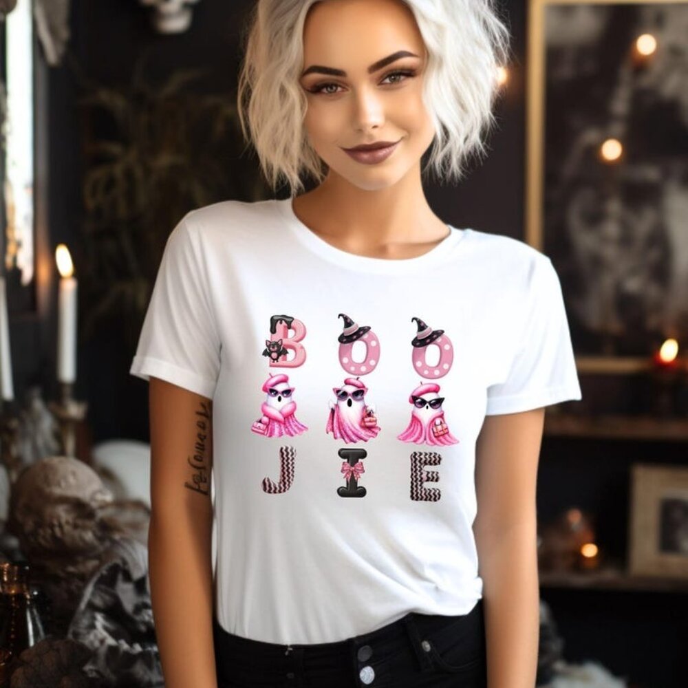 Boojie Ghouls T-Shirt, Trendy Halloween Coquette Shirt, Spooky Ghosts Tee